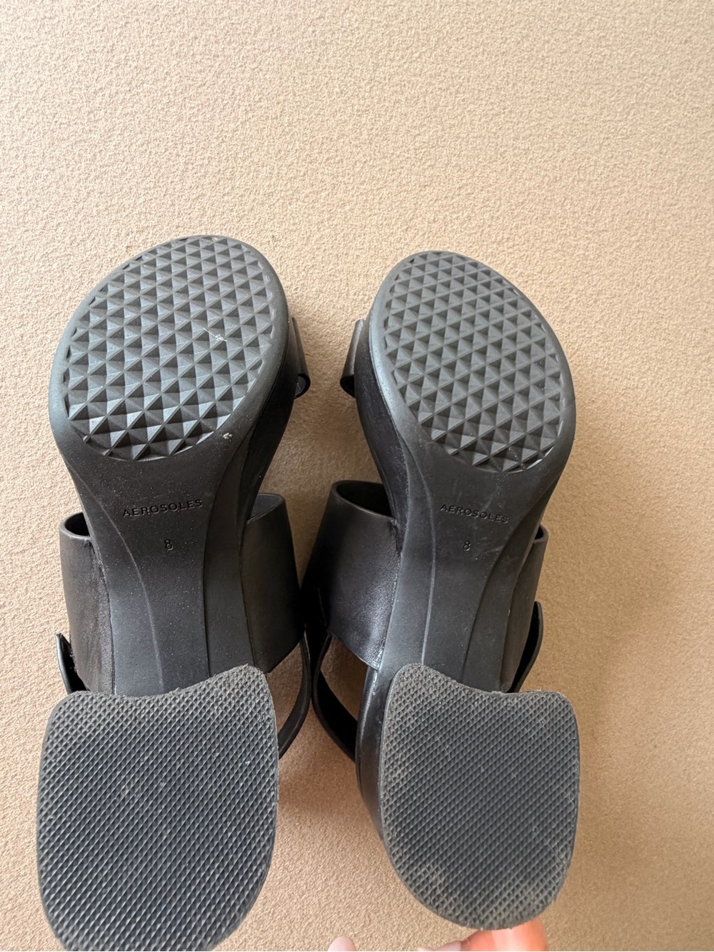 Aerosoles Black Block Heel Open-Toe Sandals with Silver Buckle Strap - Picture 5 of 6